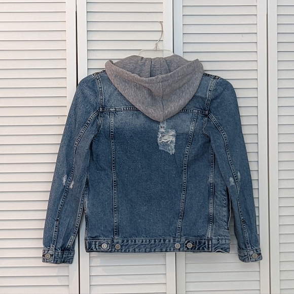 Asos Distressed Denim Jacket with Hood - Picture 2 of 7
